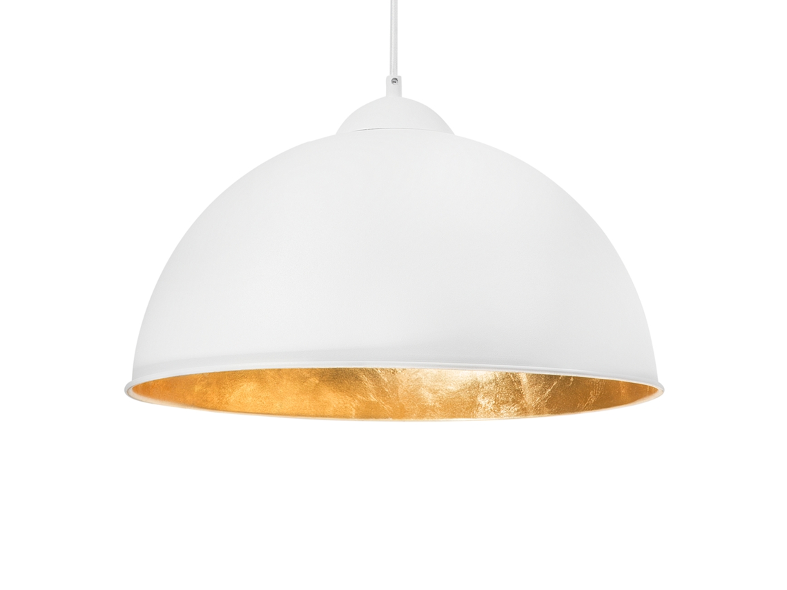Candeeiro de teto branco e dourado CETINA