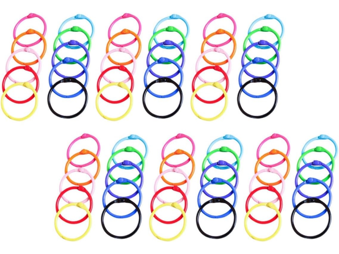 Anéis Metálicos Valiclud Para Fichários Pequenos, 120 Peças, Multicoloridos, Clipes Resistentes Para Fichas, Álbuns E