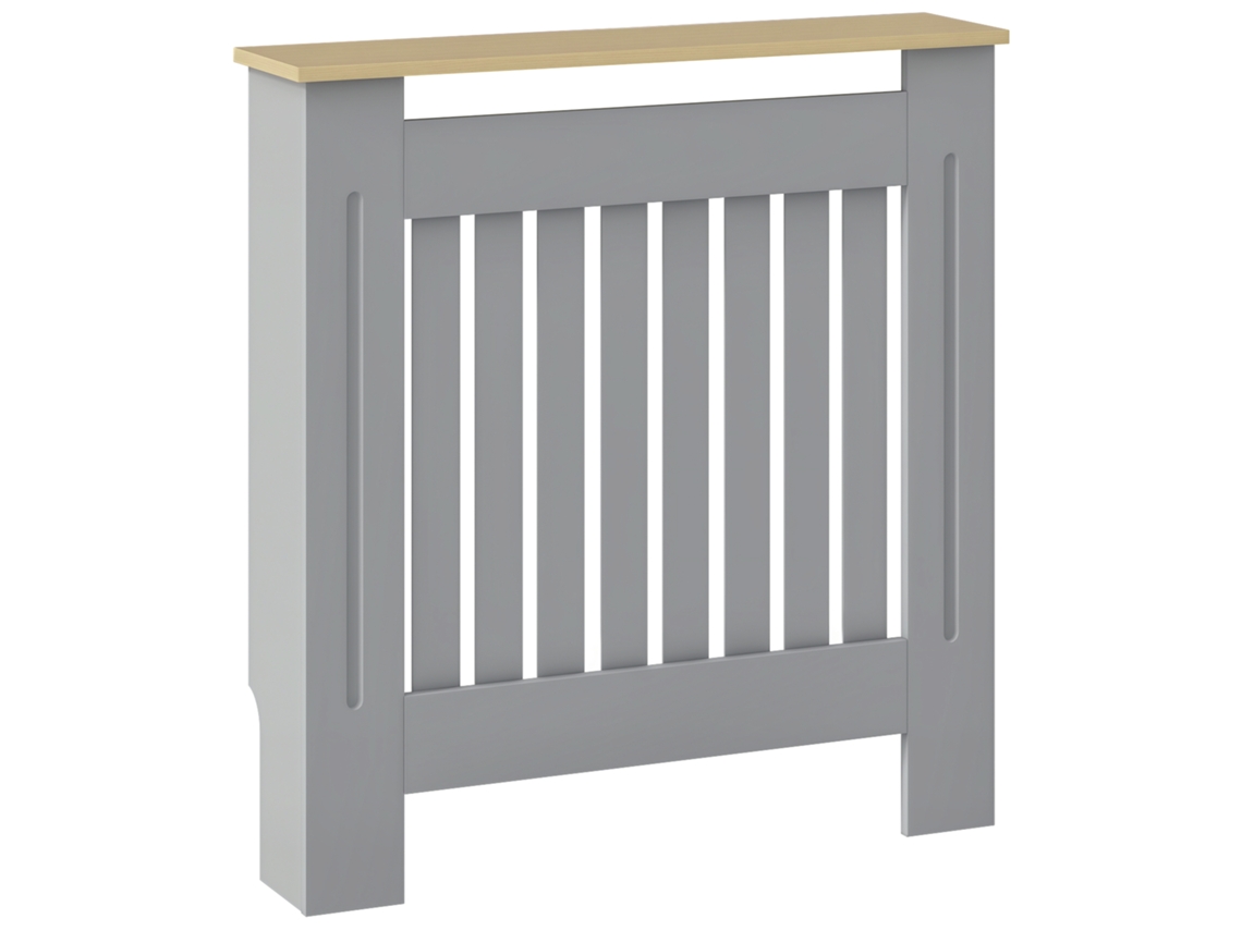 Cobertura Radiador de Mdf e Melamina de Madeira com Dispositivo Anti tombo e Desenho 78x19x83 Cm Cinza