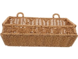 Cesto De Parede Em Rattan Plástico Com Instalação Sem Furos, Solução De Armazenamento Otimizada Para Despensa
