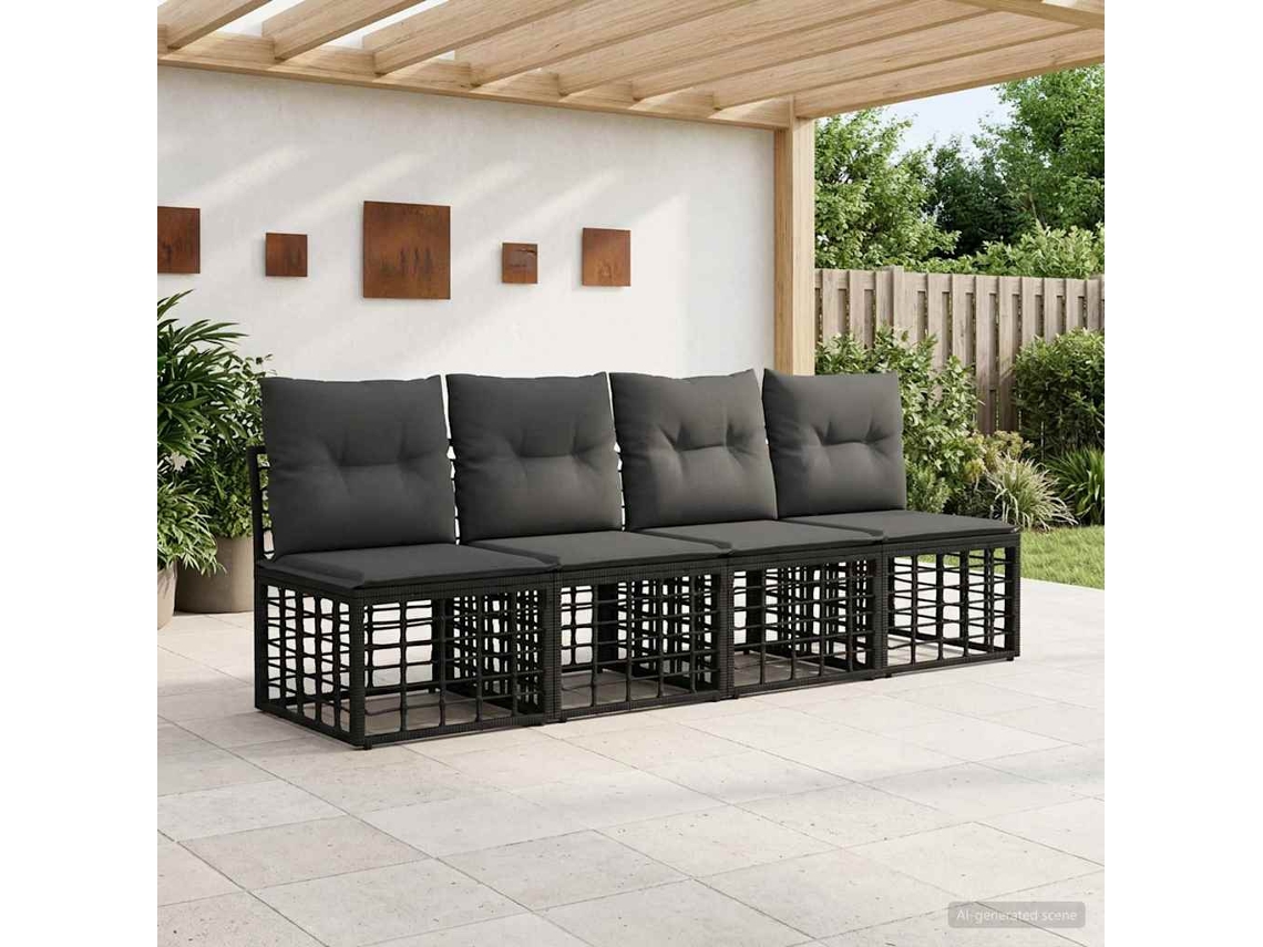Vidaxl Sofá De Jardim Para 4 Pessoas Sem Braços 4 Unid.