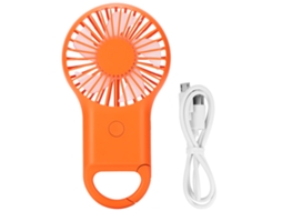 Ventilador Portátil Usb Carregável 3 Velocidades Laranja