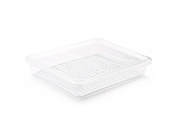 Bandeja De Armazenamento De Geladeira Com Tampa E Grade, Plástico, Reutilizável, Descongelar Alimentos, Fabricado Na Espanha 4 Litros 35 X 27,5 X Acan