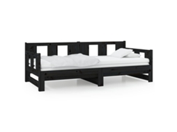 Pull-out Day Bed, Pull-out Day Beds Vidaxl Preto Madeira De Pinho (90 X 190 Cm)