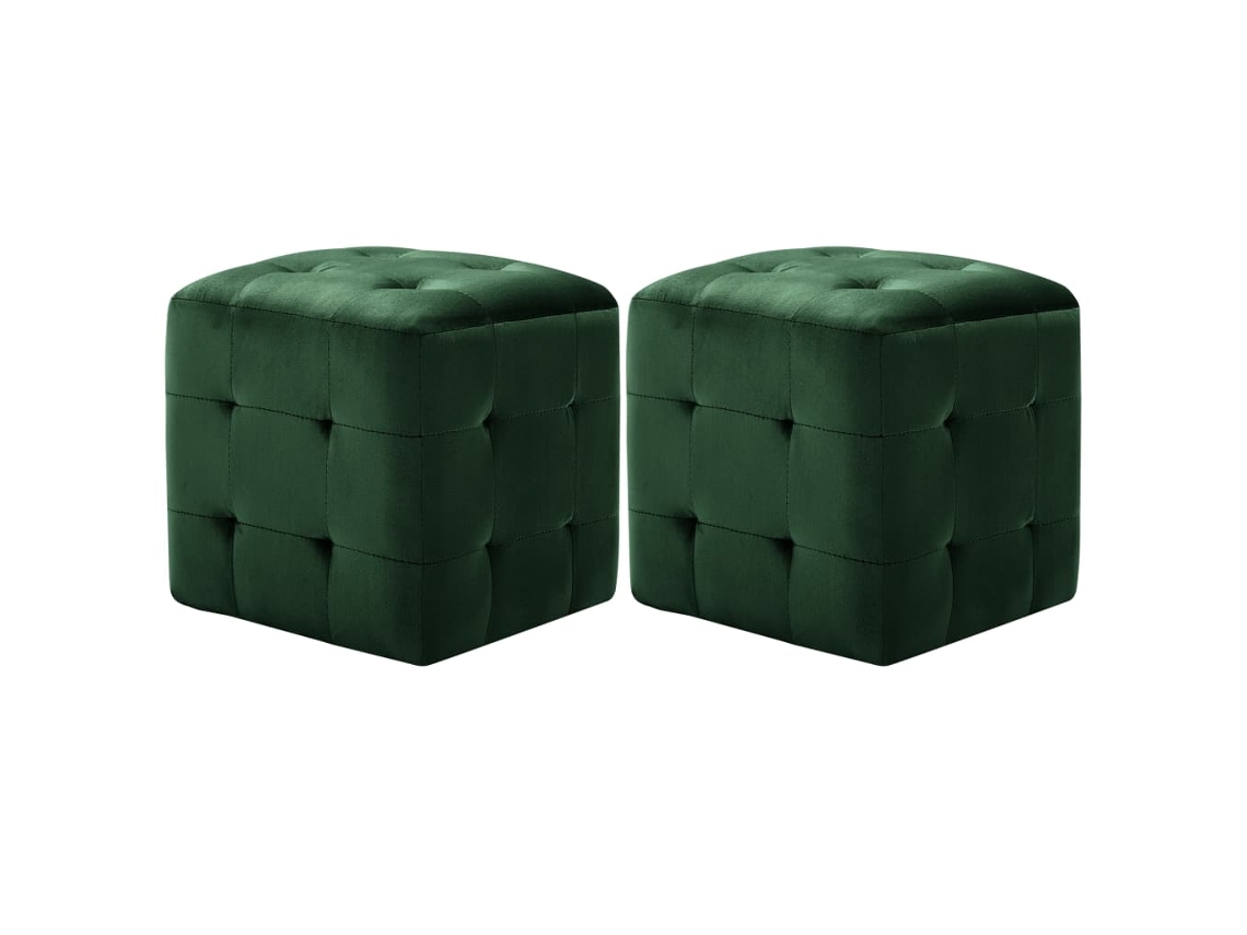 Vidaxl Pufe 2 Pcs 30x30x30 Cm Veludo Verde