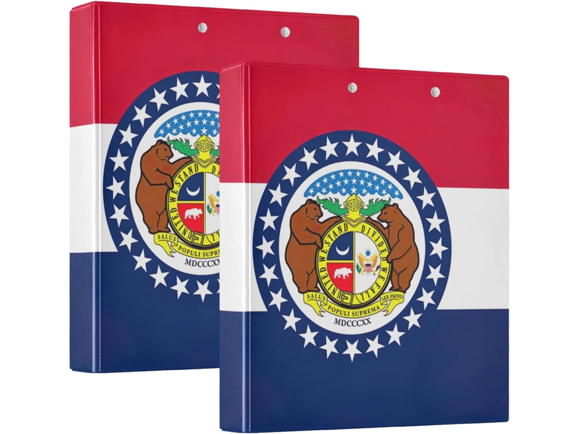 Pasta Com A Bandeira Do Estado Missouri 3 Argolas De 1, 5 Polegadas, Capacidade 200 Folhas, Pasta Com Prancheta