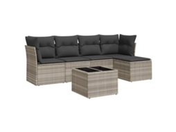 Conjunto de 6 Sofás Jardim com Almofadões Vime Pe Cinzento Claro MAISON EXCLUSIVE (80x200 cm)