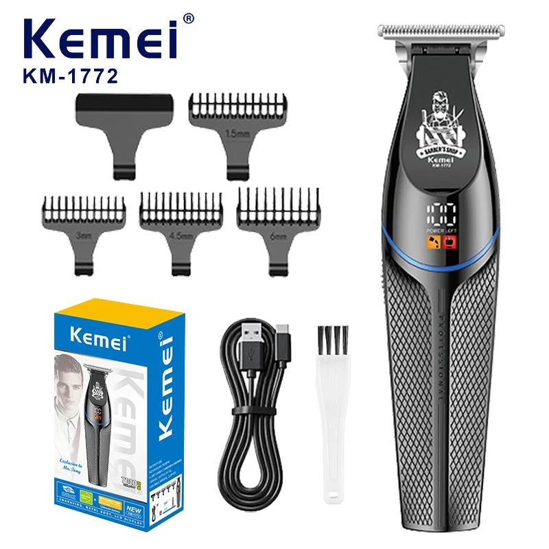 (prateado) Máquina De Cortar Cabelo Profissional Elétrica Sem Fio Com Carregamento De 7000 Rpm Para Homens