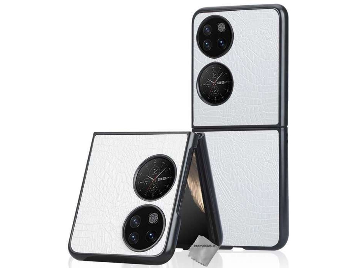 Capa Dura De Imitação De Couro De Crocodilo Para Huawei P50 Pocket - Branco