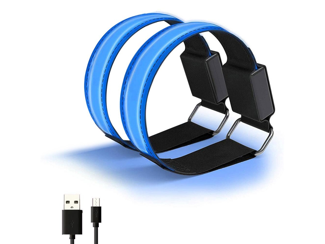 Business 2 Pcs Pulseira Led Recarregável Usb Faixa Reflexiva Ajustável para Corrida Ciclismo | S/MARCA