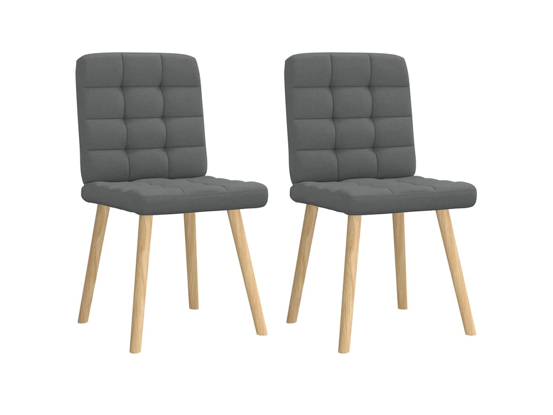 Vidaxl Cadeiras De Jantar 2 Pcs Tecido Cinzento-escuro