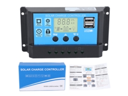 YURU controlador de Carga Solar Pwm 12v 24v 30a com Display Lcd e Saída Usb
