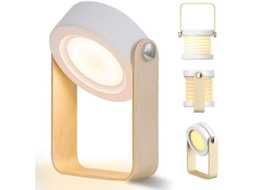 Lâmpada Led Portátil Com 3 Níveis De Brilho, Design De Madeira E Bateria Recarregável 1200mah Para Camping, Quarto E Escritório