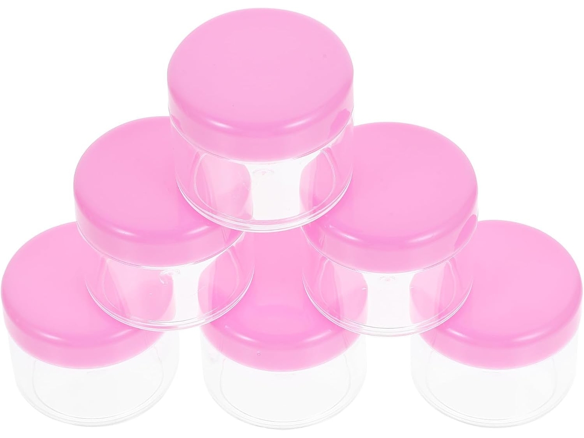 12 Potes Cosméticos Vazios De Plástico Rosa Com Tampas