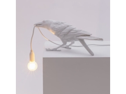 Candeeiro de parede italiano moderno Seletti Bird BRILVIBERA, Preta e Branca, Resina L Wellngs, Dente de Assento Branco