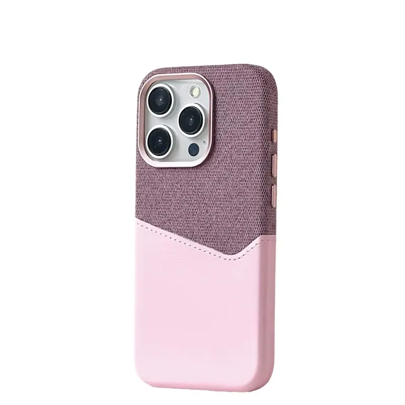 Capa De Celular Em Couro De Linho (rosa Para Iphone 17 Air), Carregamento Sem Fio, Resistente A Impactos.