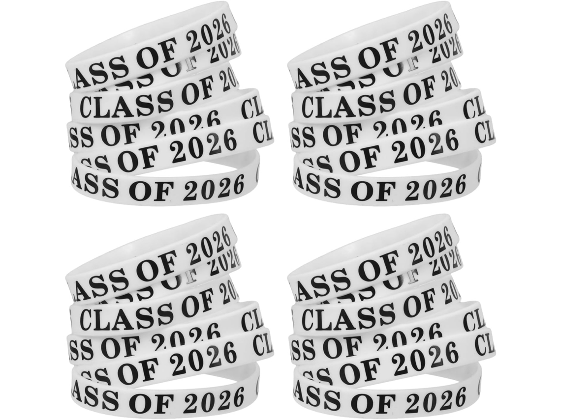 Veemoon 24 - Pulseiras Elásticas de Silicone para Turma 2026, Cor Transparente, Tamanho Grande, para Eventos