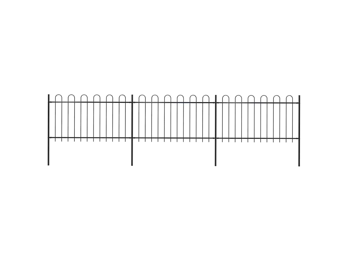 Vidaxl Cerca De Jardim Com Arco Superior Em Aço 504x100 Cm Preta