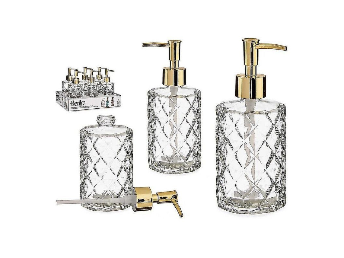 Jabonera Transparente Oro Vidrio Abs 330ml 7,3x17,5x7,3cm 2025