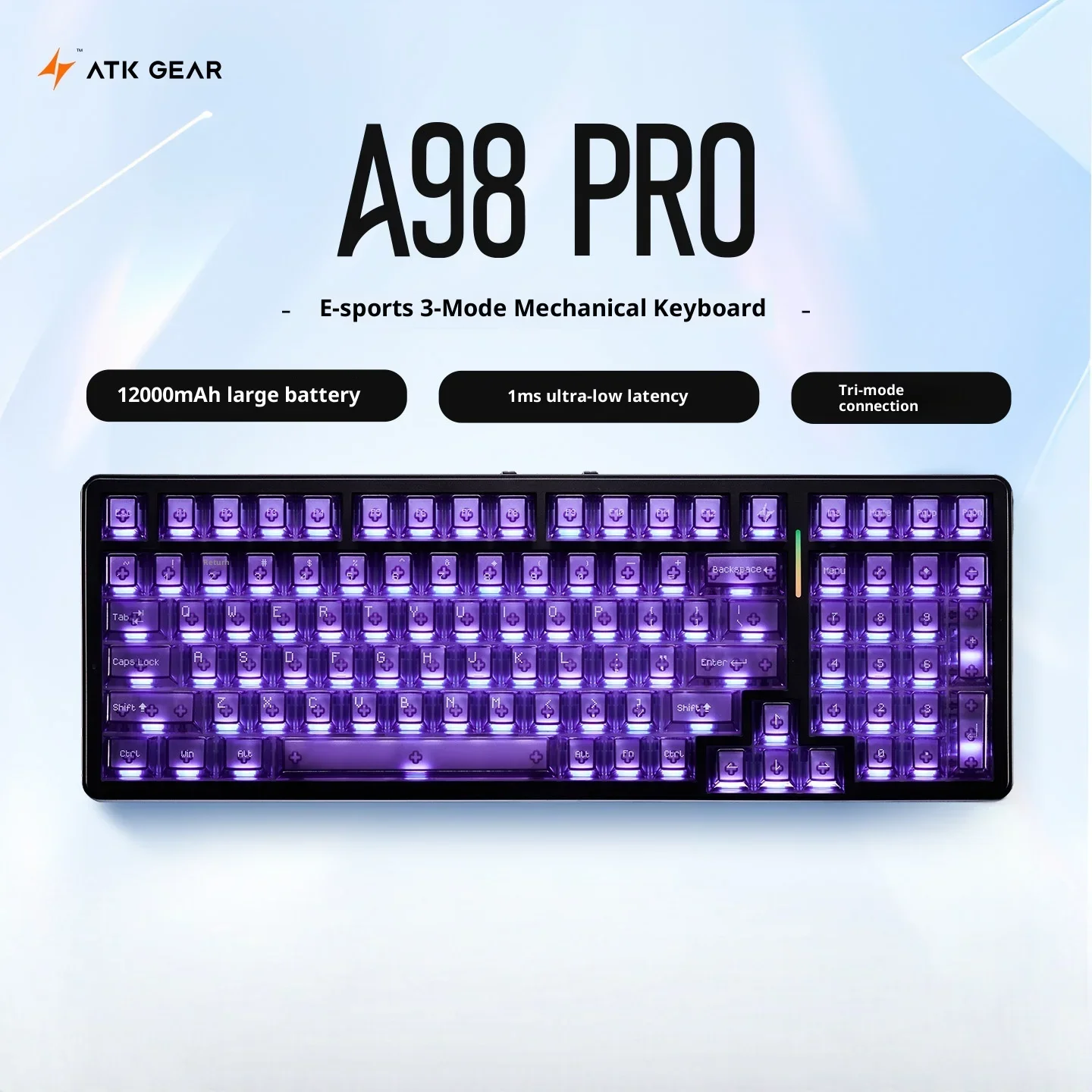 Teclado Mecânico Sem Fio Rgb Com Três Modos De Iluminação E Troca A Quente
