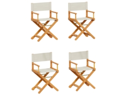 Maison Exclusive - 4 Pcs Cadeiras De Jardim Dobráveis Tecido Branco Nata