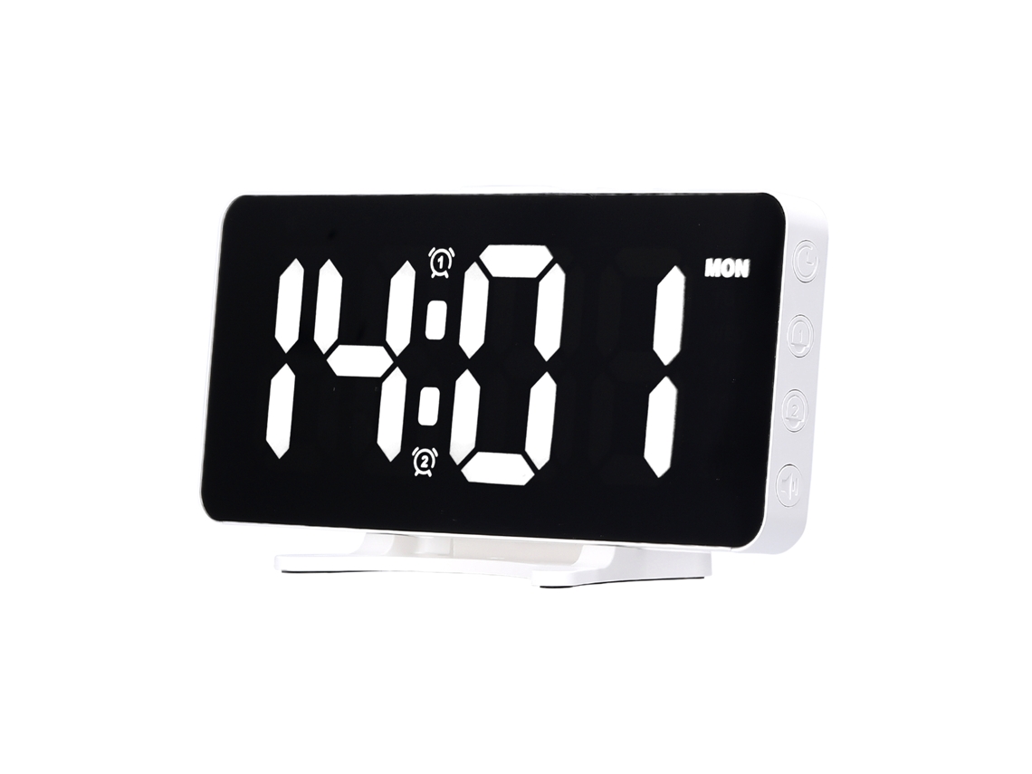 Relógio despertador digital LED 6.7 polegadas com ajuste de brilho e volume USB S/MARCA
