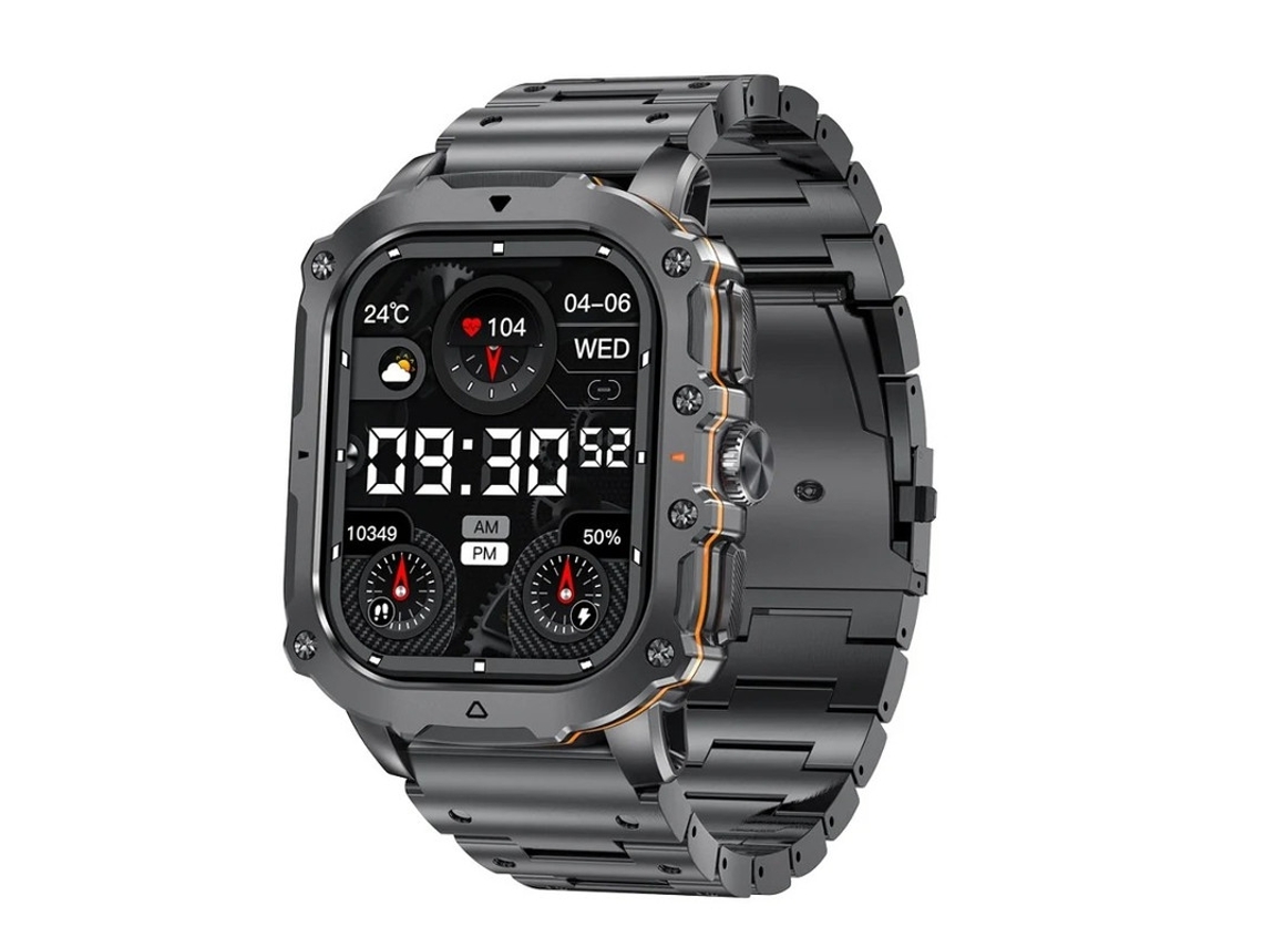 Smartwatch com tela AMOLED de 1,952 polegadas, Bluetooth, chamadas, monitoramento de frequência cardíaca e oxigênio no sangue, preto. Bestvite