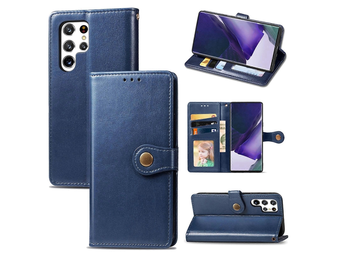 Capa De Couro Com Fivela Para Samsung Galaxy S22 Ultra 5g, Cor Sólida