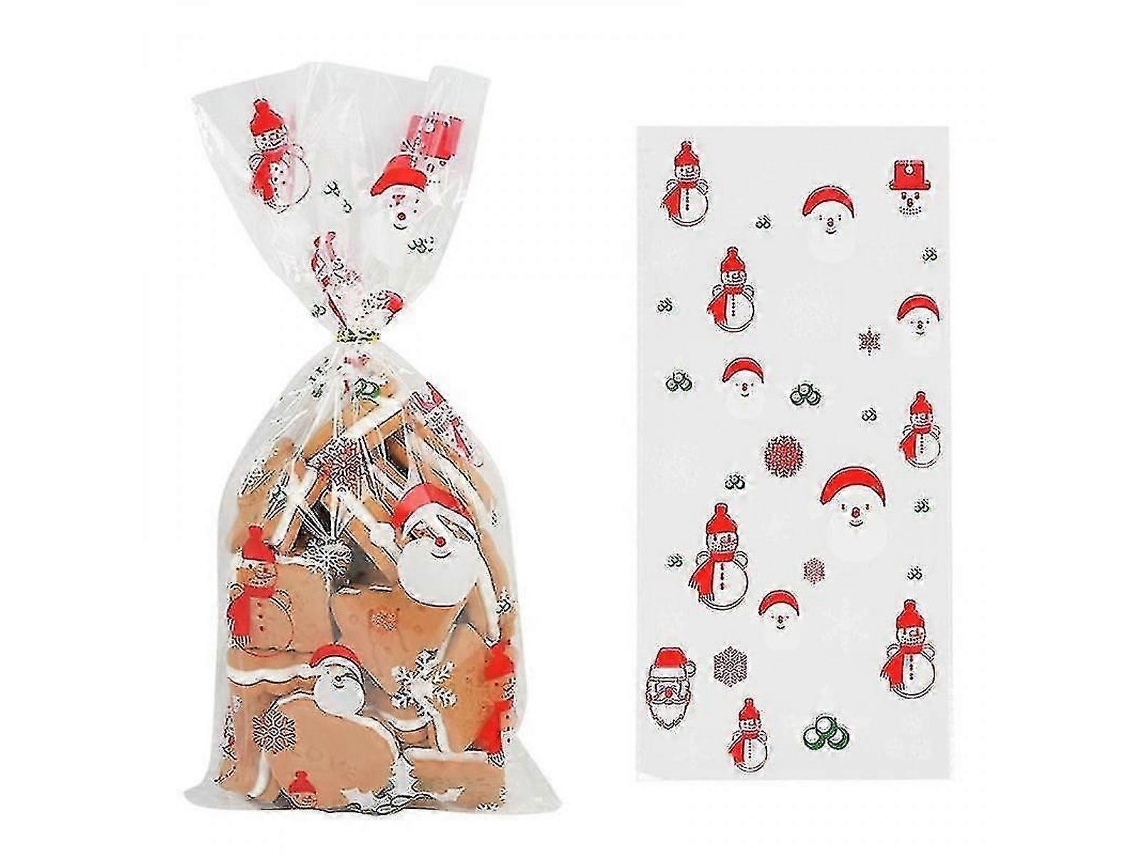 Sacos De Pvc Transparente Com Padrão De Renas De Natal, Para Doces E Biscoitos