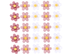 Conjunto Ukcoco com 30 tachininhas de resina em formato de flor para decoração de parede (exceto mesas), duráveis e fáceis de usar.