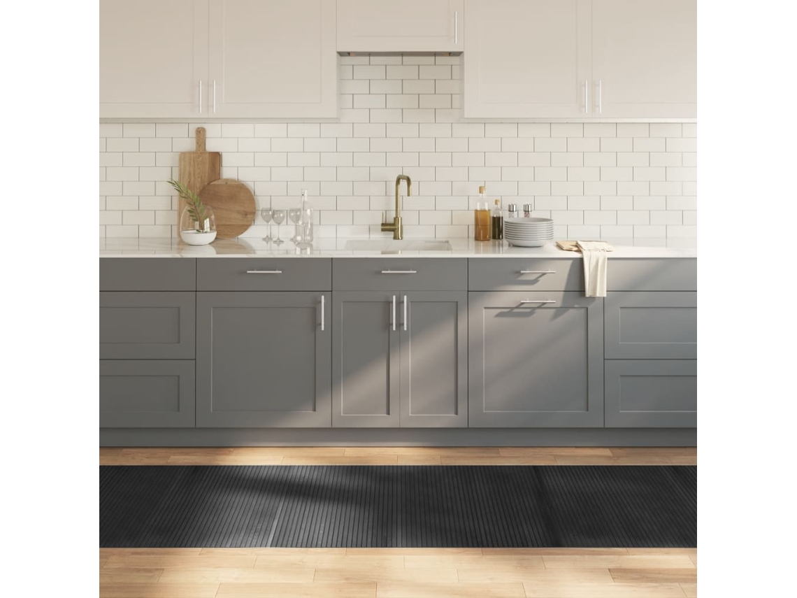 Vidaxl Tapete Retangular 80x300 Cm Bambu Cinzento