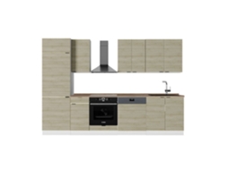 Cozinha Fame Line, 300cm, Pt Carvalho, Carvalho Lambris/branco, Branco, Vicco