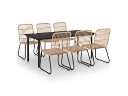 Dining Set, Dining Sets Vidaxl Marrom Rattan / Vime (mesa Com 190 Cm De Comprimento)