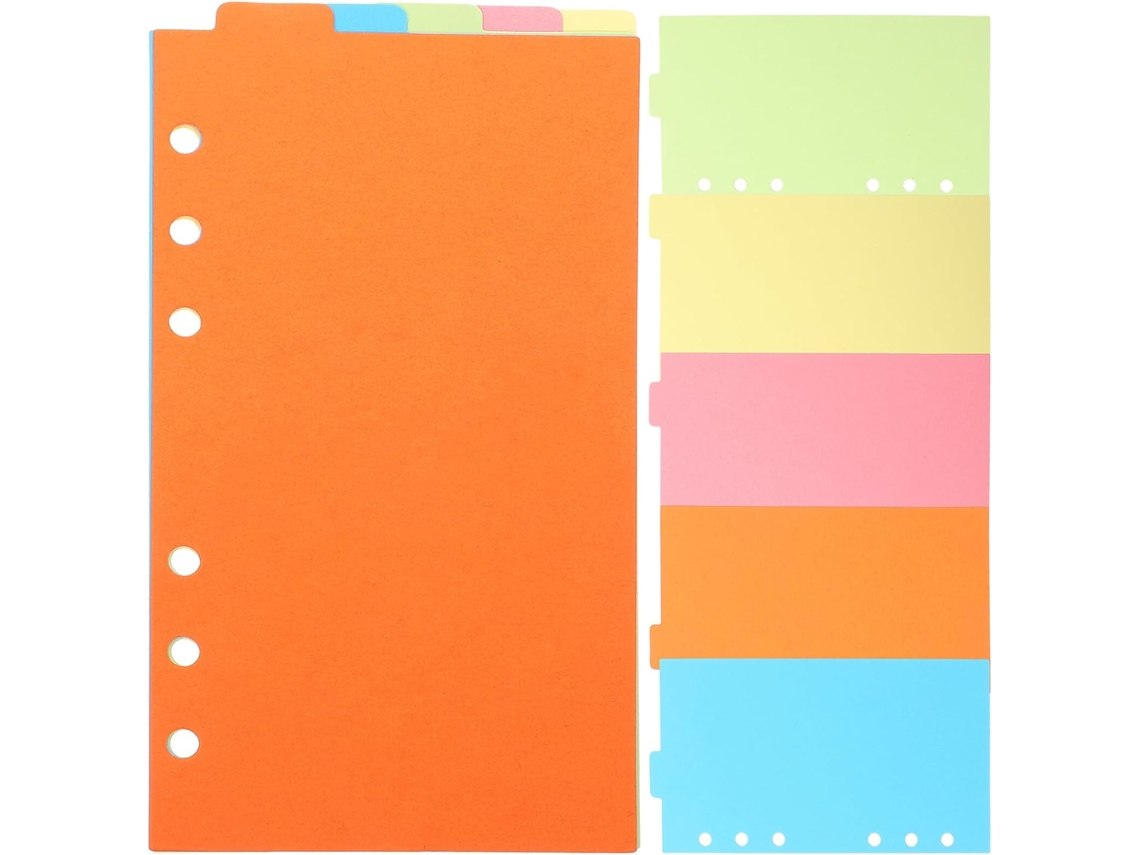 Conjunto De 6 Divisórias Coloridas Para Fichário, Sistema De Organização Com Abas Para Escritório, Escola E Casa Gokoco