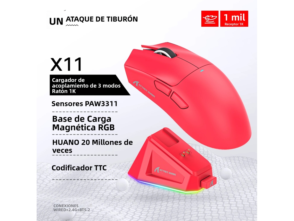 (vermelho) Mouse Sem Fio, Mouse Tri-modo Bluetooth/2.4g/com Fio