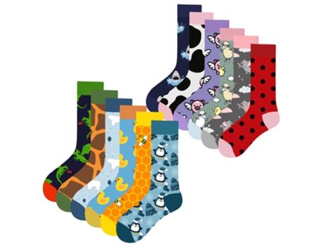 Conjunto de 12 pares de meias unissex com estampa animal até o joelho, tamanho único, tamanhos 37 e 44 Mac Been