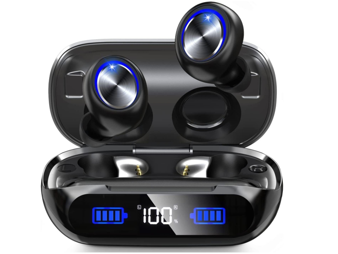 Fones Sem Fio Bluetooth 180h, Deep Bass, Cancelamento de Ruído, IPX8 para Esporte e Trabalho Preto JIAPEI