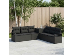 Vidaxl Conjunto De Sofás 7 Unid. Preto Rattan Poliéster E Aço