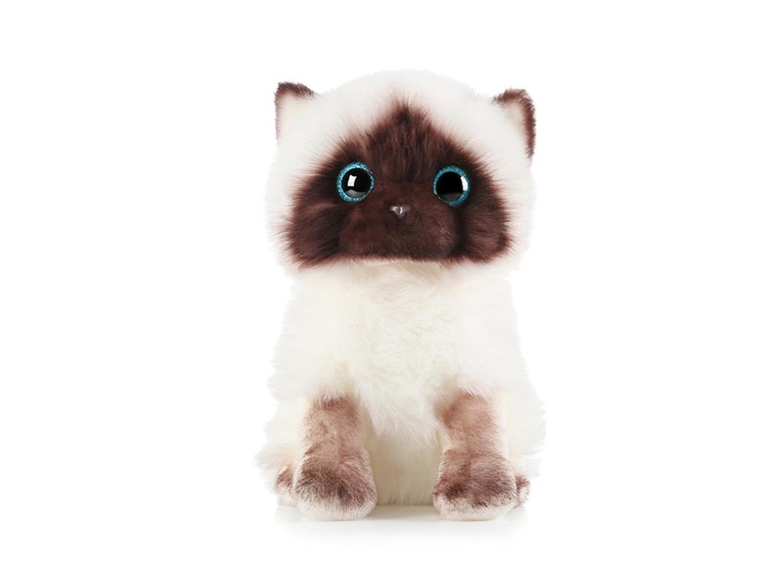 Brinquedo De Pelúcia Gato Marrom Branco Olhos Sequin Simulação Decor Casa Presente Aniversário Natal