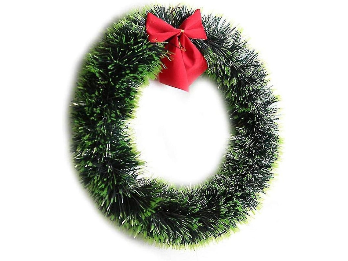 Decoração Natal E Ano Novo Com Laco Vermelho, Coroa Diy E Guirlanda Durável Para Janelas, Portas E Paredes
