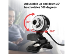 Câmera De Computador A848 480p Com Ângulo Ajustável E Microfone Integrado Para Cursos Online, Preta