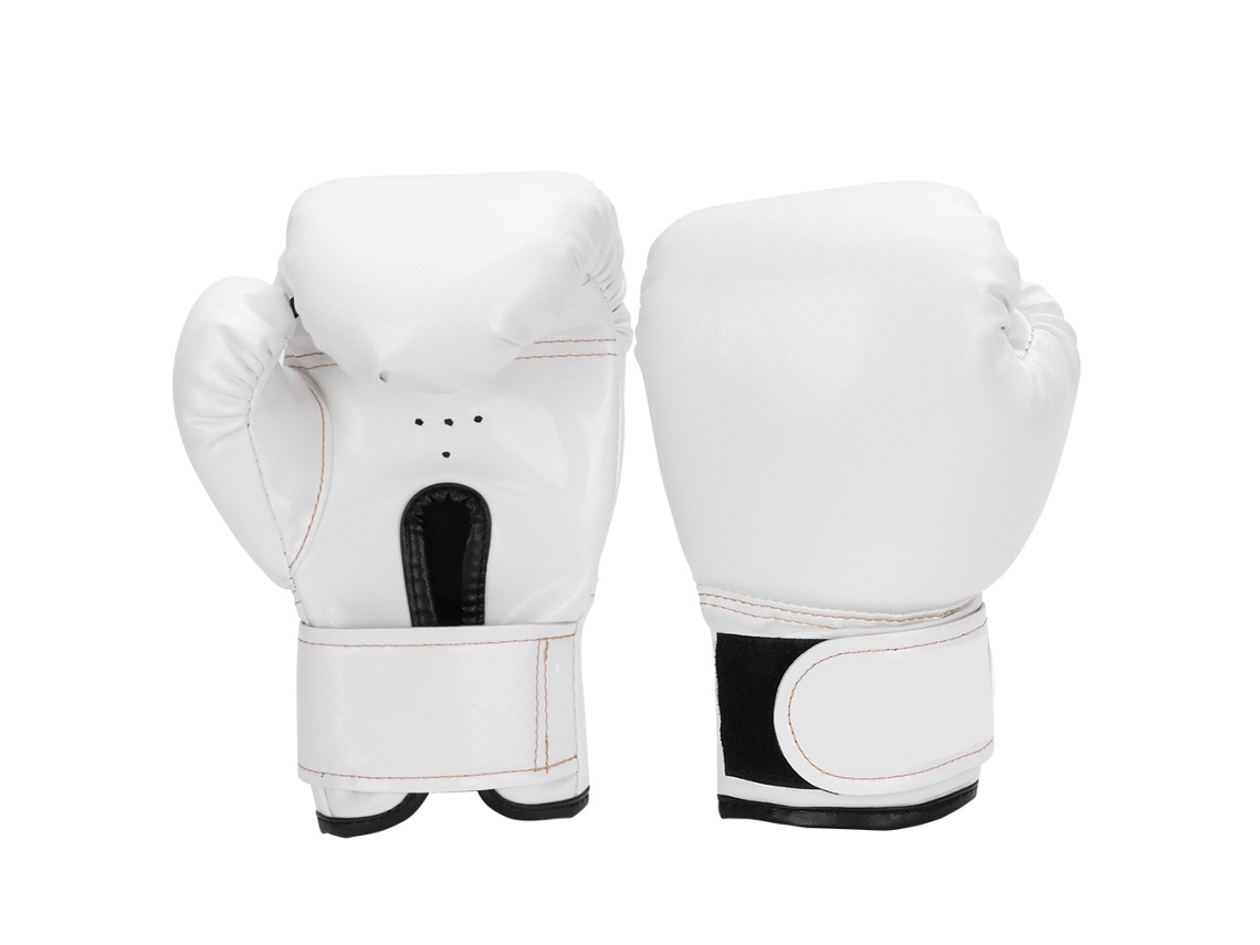 Luvas de boxe infantis Jinwei em couro PU para treino e sparring, luvas de boxe brancas.