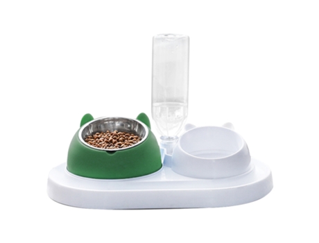 Conjunto de Tigelas Duplas para Cães e Gatos Comedouro com Dispenser Automático Removível KOFIHETY