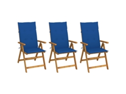 Cadeiras De Jardim Dobráveis C/ Almofadões 3 Pcs Acácia Maciça Dkd Home Decor
