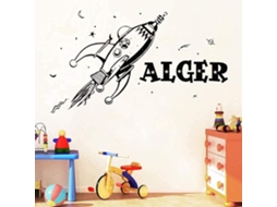 Adesivos de parede retrô com foguete e planeta para quarto infantil, adesivos decorativos de vinil com personalidade, 48x80cm
