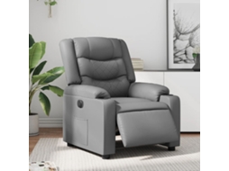 Vidaxl Poltrona Reclinável Elétrica Couro Artificial Cinzento