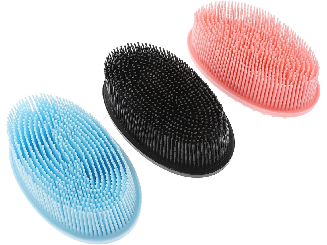 Conjunto De 3 Peças Esponjas Silicone Para Banho Mipcase, Tamanho Pequeno, Para Ducha, Shampoo, Esfoliação E Limpeza