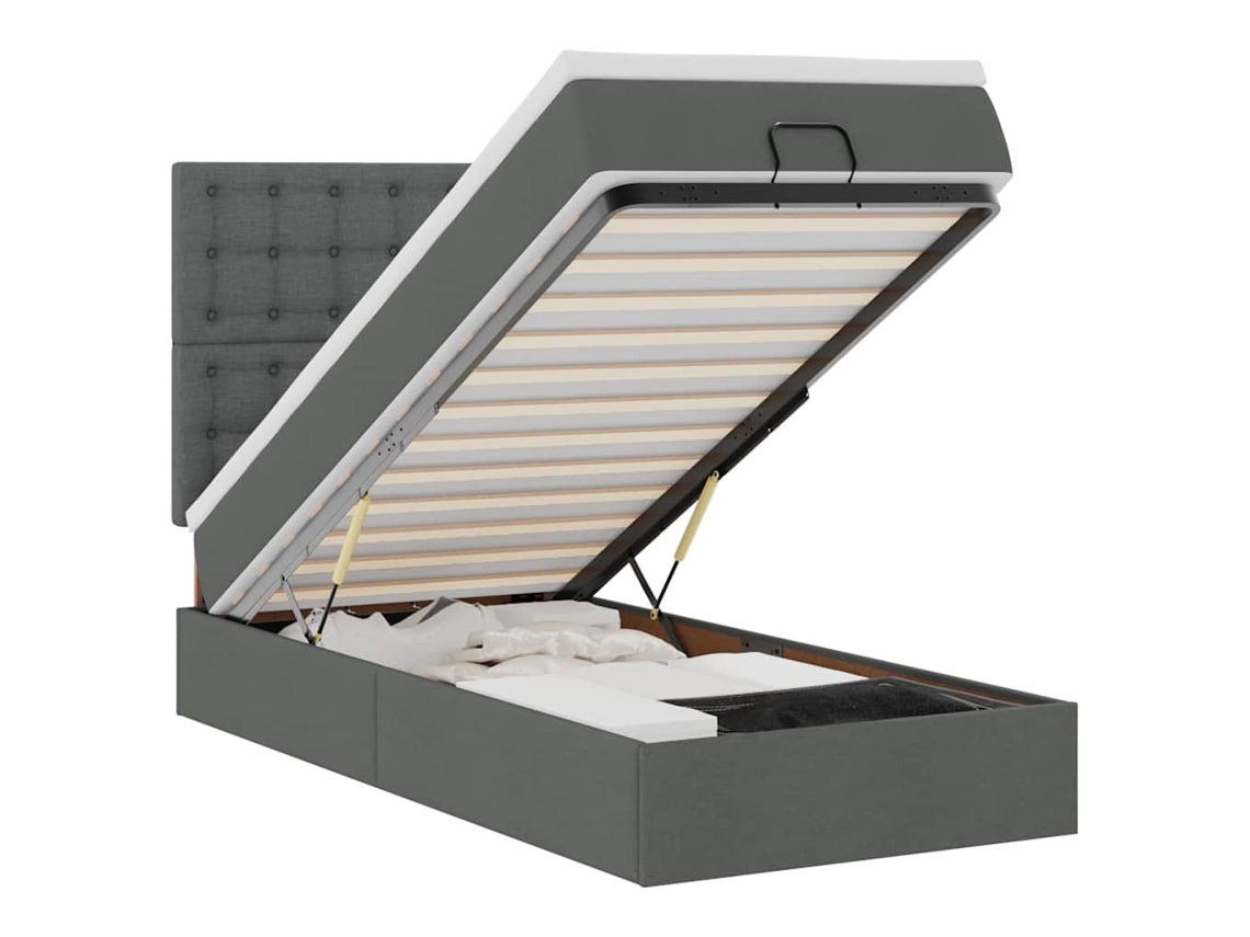 Cama Otomana com Colchão 90x200 cm Tecido Cinzento Escuro MAISON EXCLUSIVE