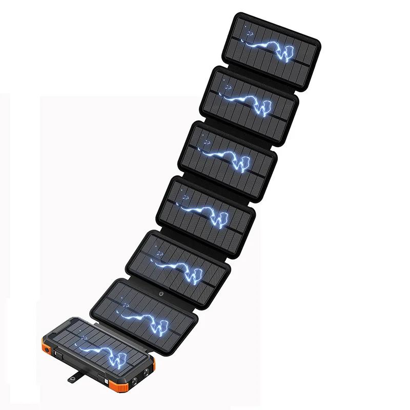 Carregador Solar Sem Fio de 20000mah com Carregamento Rápido por Manivela. MDUG (equipado com 6 Painéis Solares)