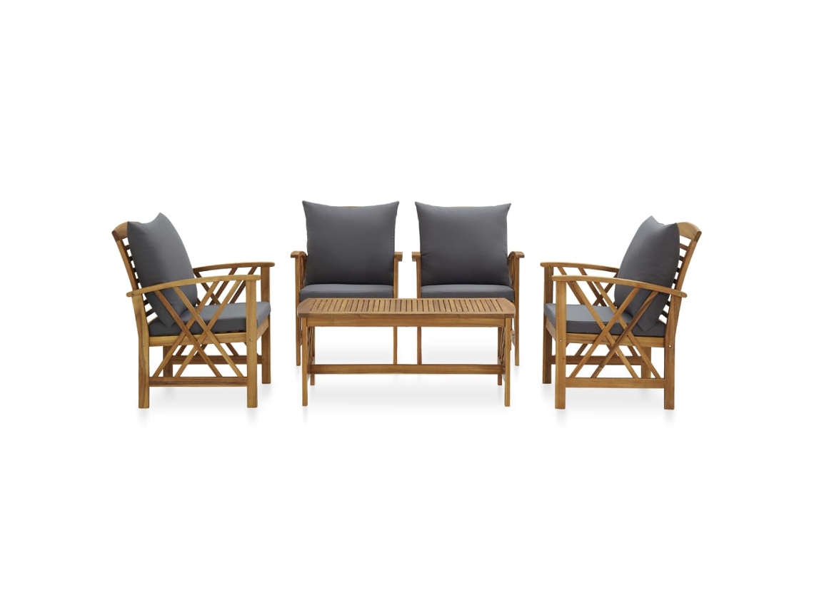Conjunto de 5 Lounge de Jardim com Almofadões Acácia Maciça MAISON EXCLUSIVE